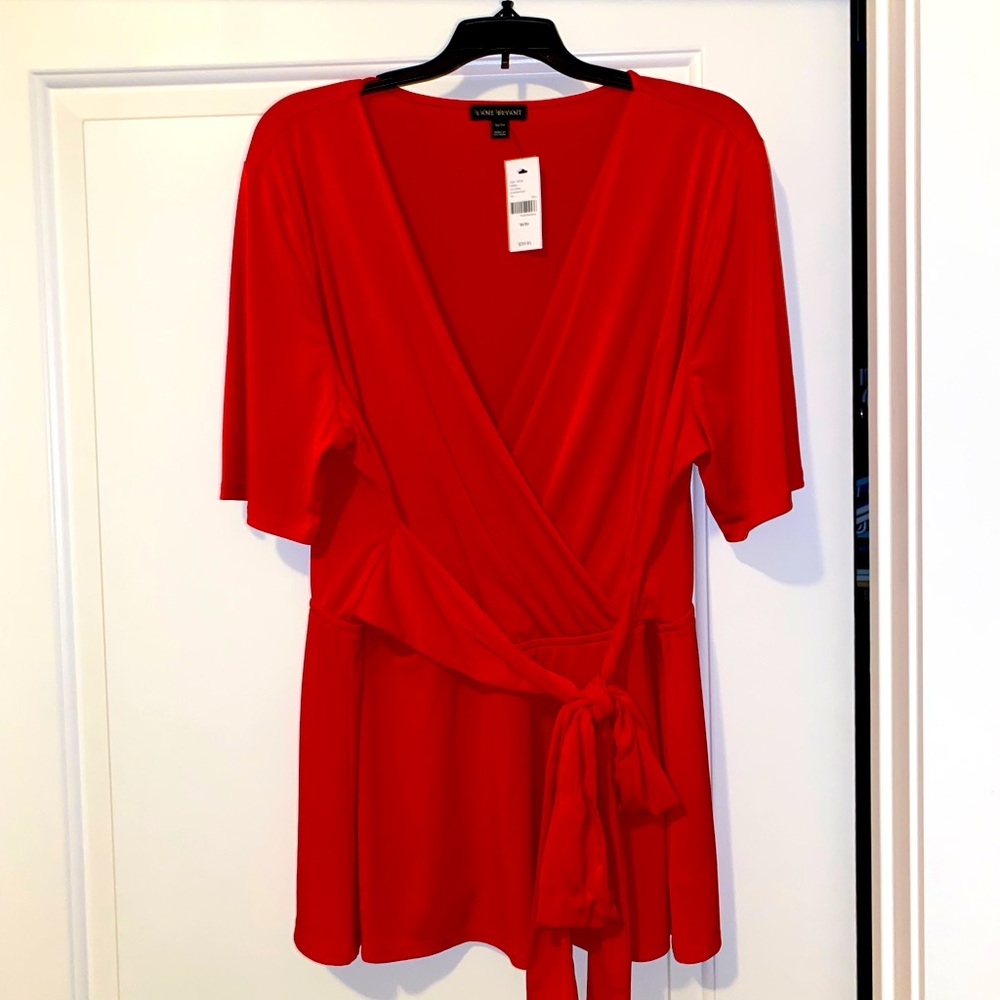 NWT Lane Bryant Faux Wrap Shirt Orange Size 18/20